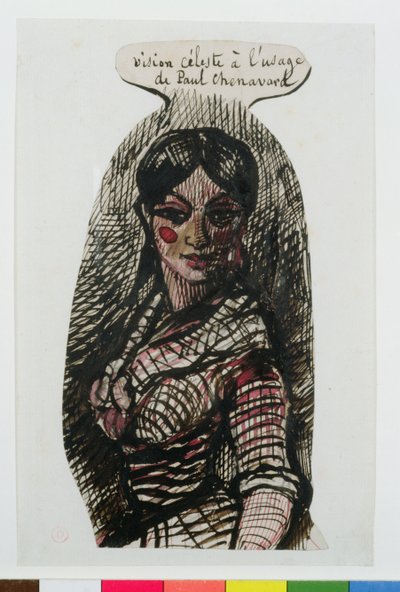 Drawing of Jeanne Duval with an inscription to Paul Chenavard (1807-95) by Charles Pierre Baudelaire